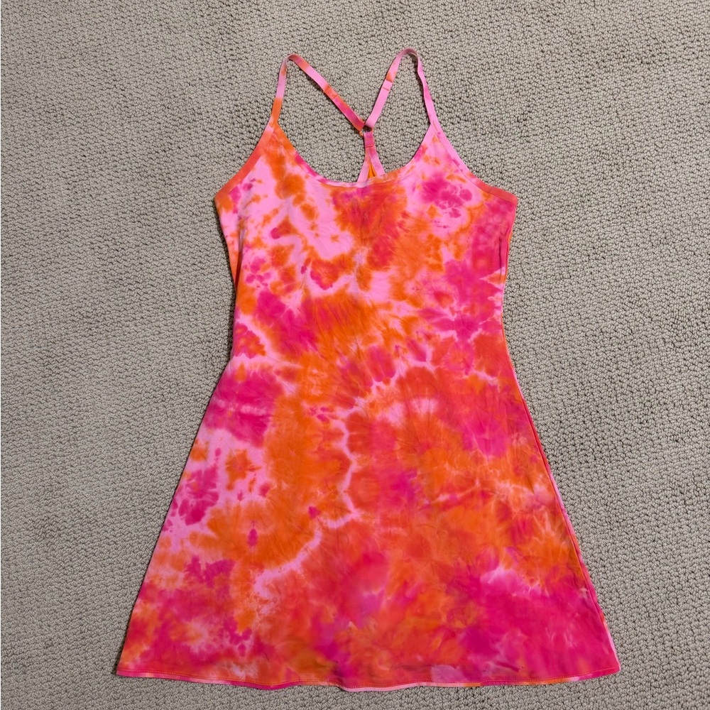 Tie-Dye Pink & Orange Spaghetti Strap Dress